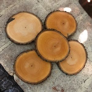 Natural Wood Coasters Set of 5